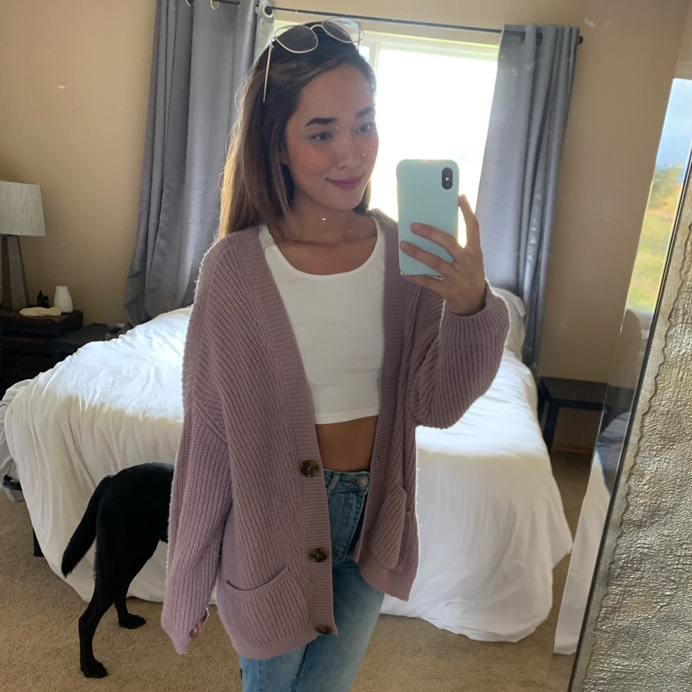 Oversized comfy mauve cardigan